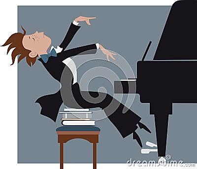 Boy playing a piano Vector Illustration