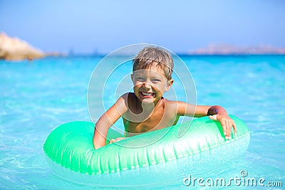 Boy playing in the sea Stock Photo