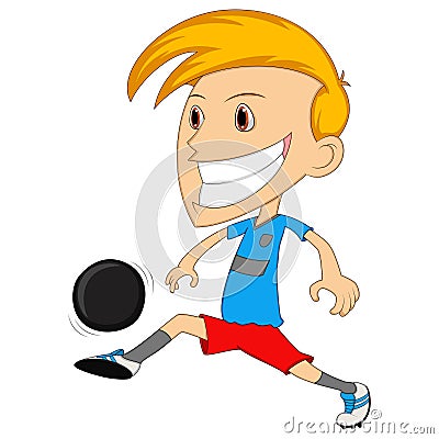 A boy playing soccer cartoon Vector Illustration