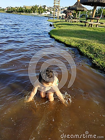 Boy in the water Stock Photo