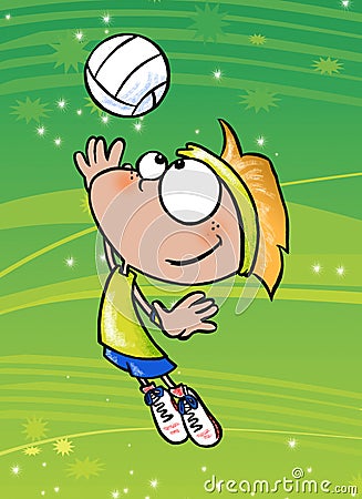 Boy playing volley Vector Illustration