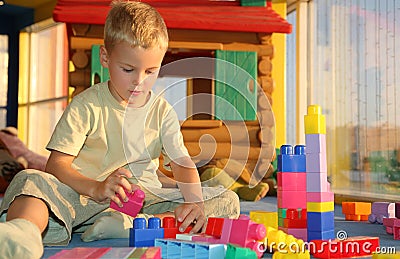 Boy in playroom Stock Photo