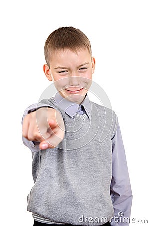 Boy pointing at You Stock Photo