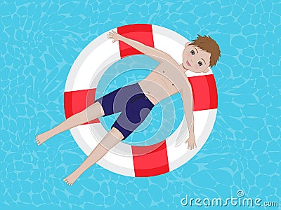 Boy in the pool Vector Illustration