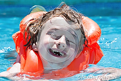 Boy in the pool Stock Photo