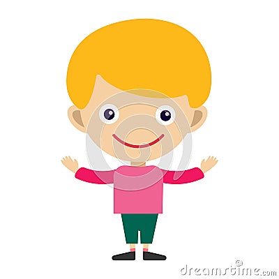 Boy portrait fun happy young expression cute teenager cartoon character and happyness little kid flat human cheerful joy Vector Illustration