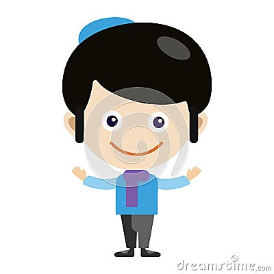 Boy portrait fun happy young expression cute teenager cartoon character little kid flat vector illustration. Vector Illustration