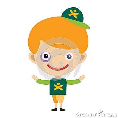 Boy portrait fun happy young expression cute teenager cartoon character little kid flat vector illustration. Vector Illustration