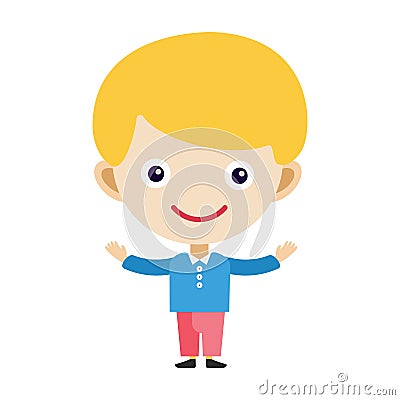 Boy portrait fun happy young expression cute teenager cartoon character little kid flat vector illustration. Vector Illustration