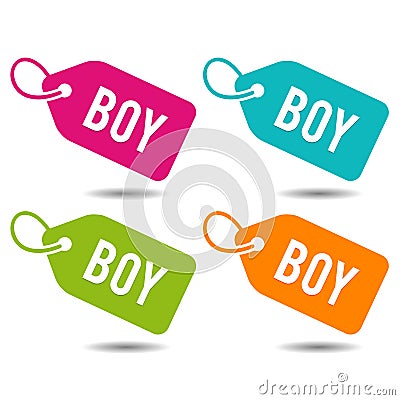 Boy Price Tags. Flat Eps10 Vector Illustration. Vector Illustration