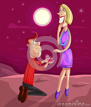 Boy proposing girl Vector Illustration
