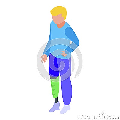 Boy prosthetic leg icon isometric vector. Amputee prothesis Vector Illustration