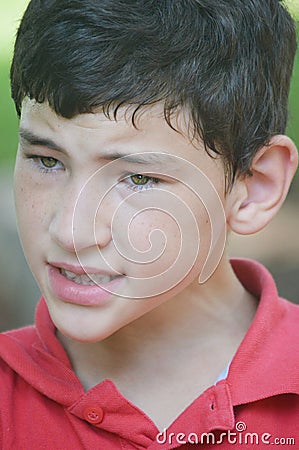 Boy Quizzical Look Stock Photo