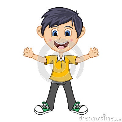 Boy raised his hands cartoon Vector Illustration