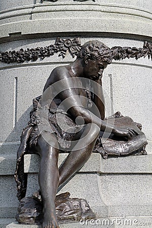 Boy reading monument detail Editorial Stock Photo