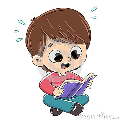 Boy reading a surprised book Stock Photo