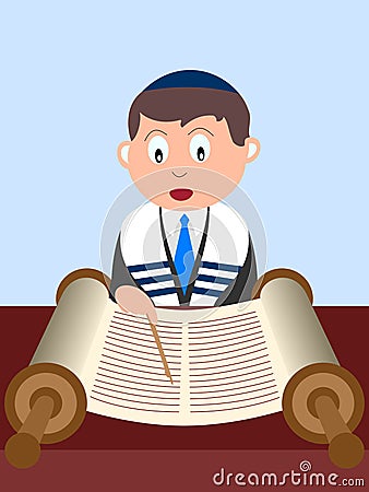 Boy reading the Torah Vector Illustration