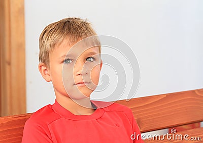 Boy in red t-shirt Stock Photo