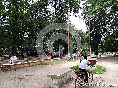 boy riding cycle in mymensigh park Editorial Stock Photo