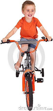 Boy riding his bicycle Stock Photo