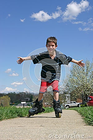Boy Roller-Blading Stock Photo