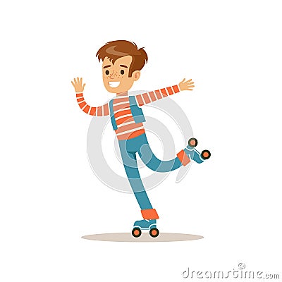 Boy Roller Skating, Traditional Male Kid Role Expected Classic Behavior Illustration Vector Illustration