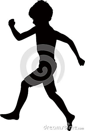 A boy running, body black color silhouette vector Vector Illustration