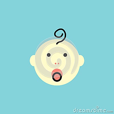 The boy s face is a simple child s drawing. Vector Illustration