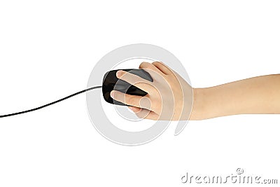 Hand on mouse Stock Photo