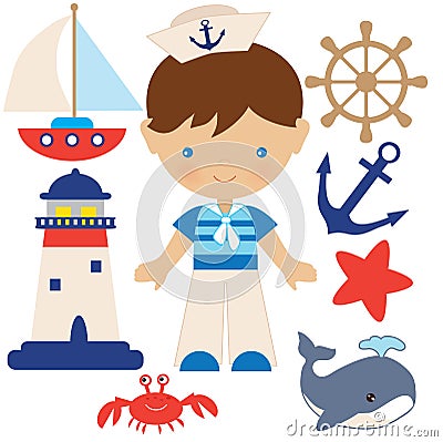 Boy sailor vector illustration Vector Illustration