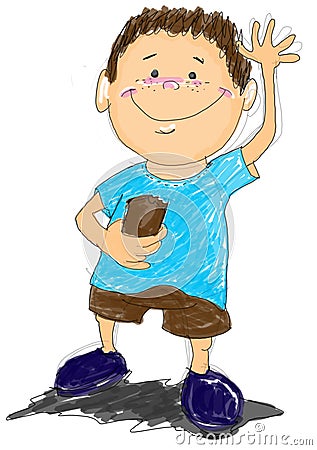 Boy Say Hi Cartoon Stock Photography - Image: 14461642