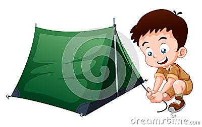 Boy scout camping Vector Illustration