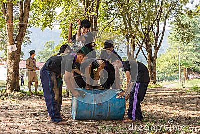 Boy scouts outdoor activities Editorial Stock Photo