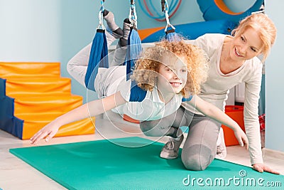 Boy during sensory integration therapy Stock Photo