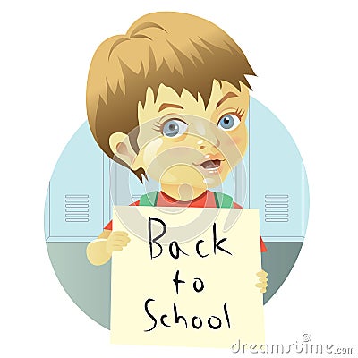 Boy with sign Vector Illustration