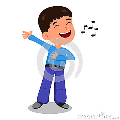 The Boy Sing a Song Vector Illustration