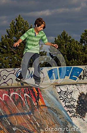 Boy at the Skate Park Stock Photo