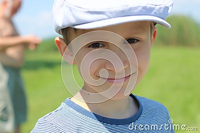 The boy smiling with hat Stock Photo