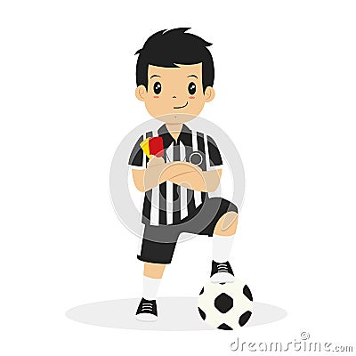 Boy in Soccer Referee Jersey Cartoon Vector Vector Illustration