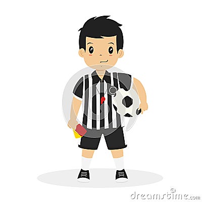 Boy in Soccer Referee Jersey Cartoon Vector Vector Illustration