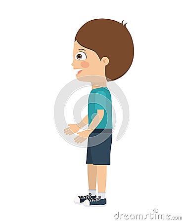 Boy standing looking aside icon design Vector Illustration