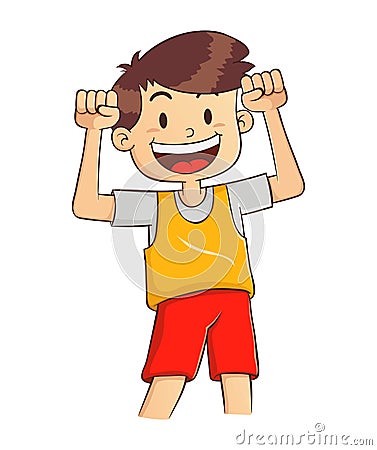 Boy With Strong Healthy Body Vector Illustration