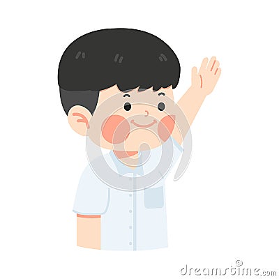 Boy student Raising Hand cartoon Vector Illustration