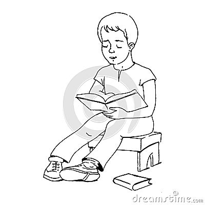 Boy studying Cartoon Illustration