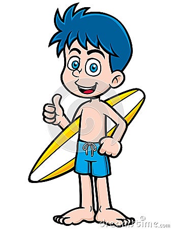 Boy Surfer Vector Illustration