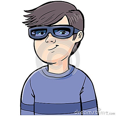 Boy teenager with 3D glasses Vector Illustration