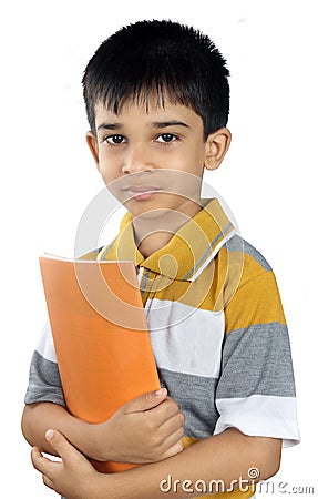 Boy with Textbook Stock Photo