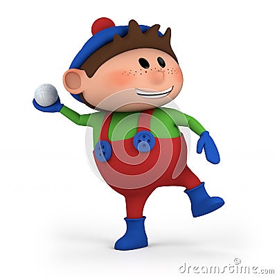 Boy throwing snowball Cartoon Illustration