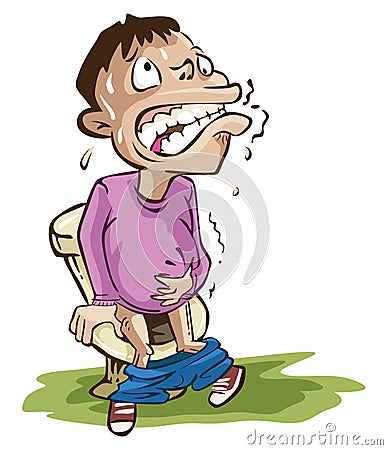 Boy Stomach Ache on Toilet Color Illustration Design Vector Illustration