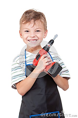 Boy with tools Stock Photo